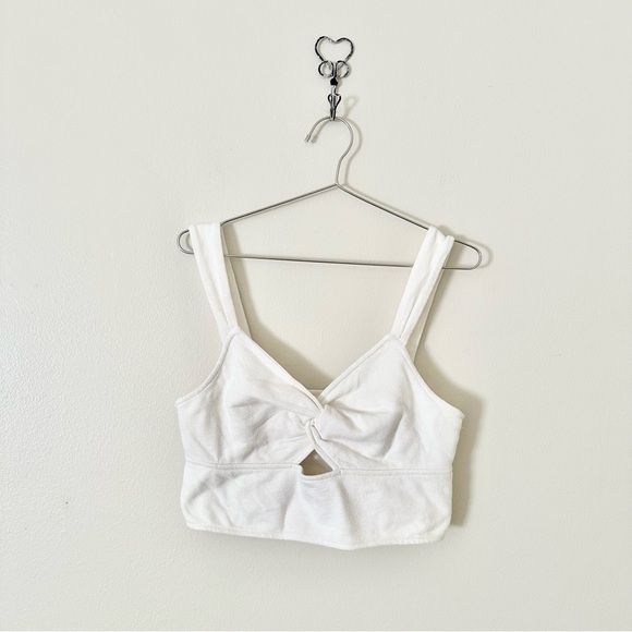 | madewell • textured cutout knot front cropped tank top • large | - Picture 15 of 15